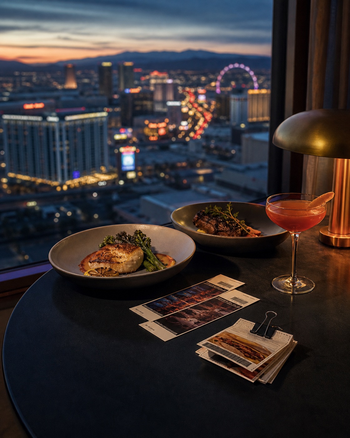 Dinner, show tickets, and coupons overlooking the Las Vegas Strip